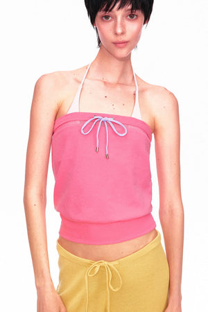 Color-Blocked Drawstring Tube Top