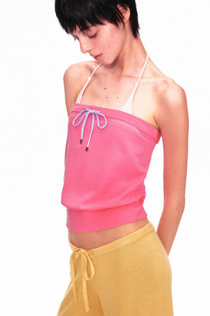 Color-Blocked Drawstring Tube Top