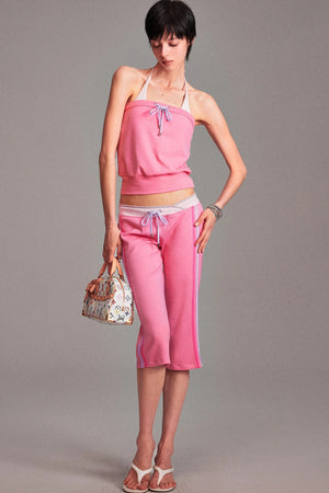Color-Blocked Drawstring Tube Top
