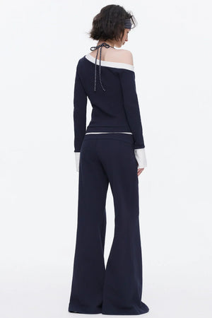 Color-Blocked Flared Pants