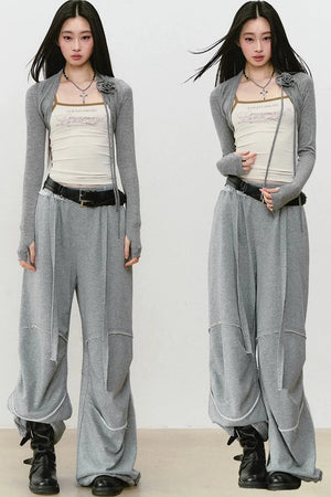 Color-Blocked Frayed Sweatpants
