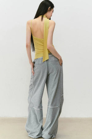 Color-Blocked Frayed Sweatpants