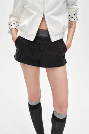 Color-Blocked High-Waisted Suede Shorts
