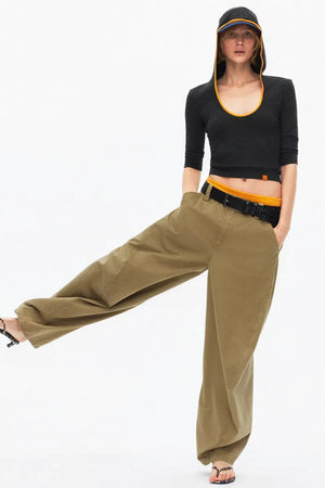 Color-Blocked Hooded Knitted Top