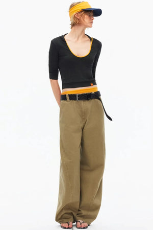 Color-Blocked Hooded Knitted Top
