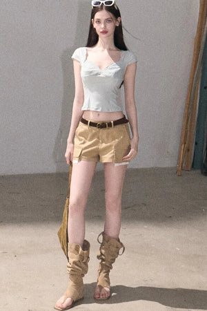 Color-Blocked Linen Pants
