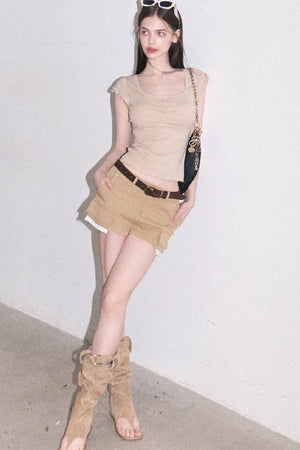 Color-Blocked Linen Pants