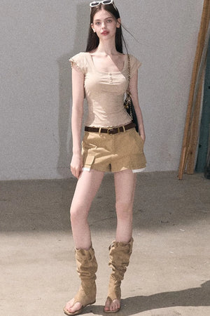Color-Blocked Linen Pants