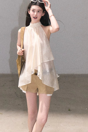 Color-Blocked Linen Pants