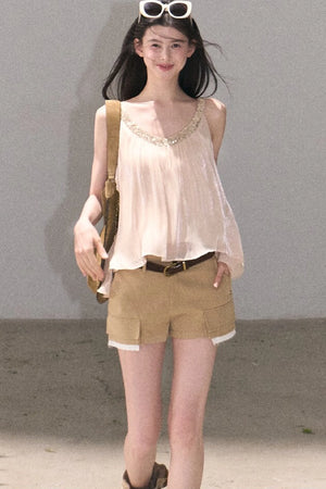 Color-Blocked Linen Pants