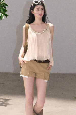 Color-Blocked Linen Pants