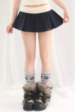 Color-Blocked Pleated Floral Skirt