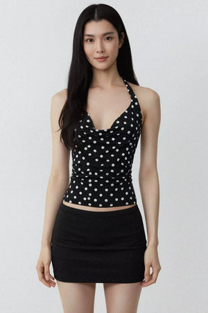 Color-Blocked Polka Dot Top
