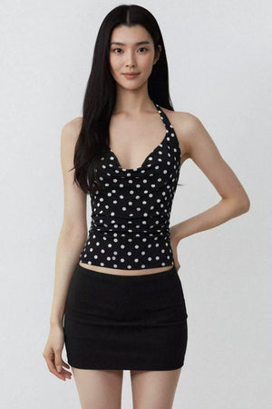 Color-Blocked Polka Dot Top