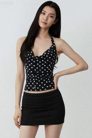 Color-Blocked Polka Dot Top
