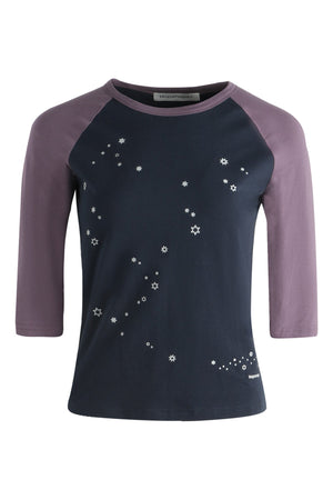 Color-Blocked Raglan Sleeve Knit Blouse