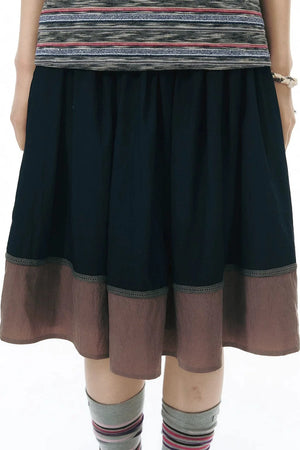 Color-Blocked Ribbon Skirt