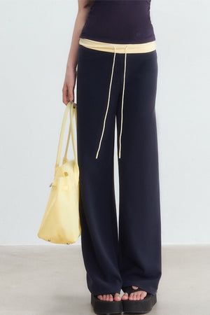 Color-Blocked Waistband Drawstring Pants