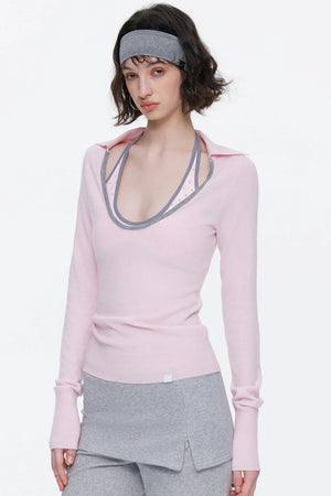 Color-Blocked Wool Knit Top Set-Up