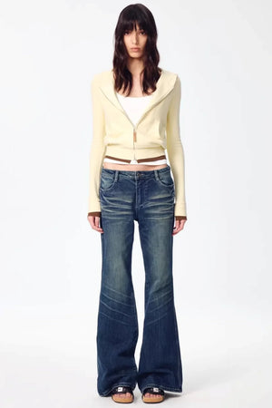 Color-Blocked Zipper Sweatshirt Top Set-Up