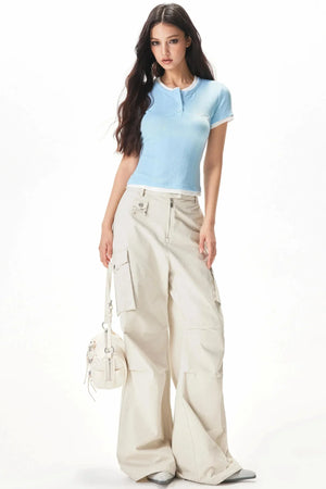 Color-Blocking Knit Short-Sleeve T-Shirt