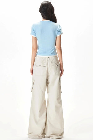 Color-Blocking Knit Short-Sleeve T-Shirt