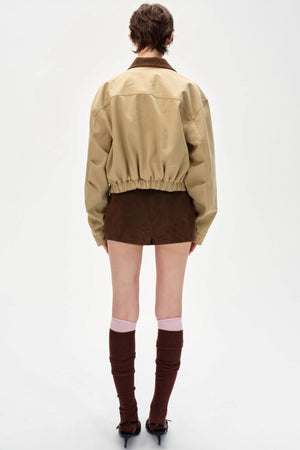 Color-Blocking Lapel Cargo Jacket