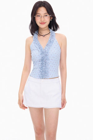 Colorblock V-Neck Lace Tank