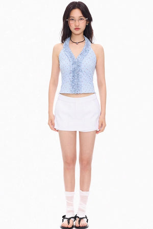 Colorblock V-Neck Lace Tank
