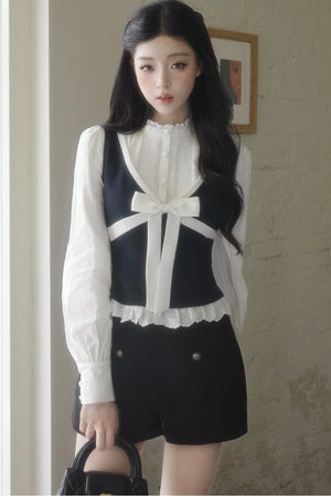 Contrast Bowknot Knitted Vest