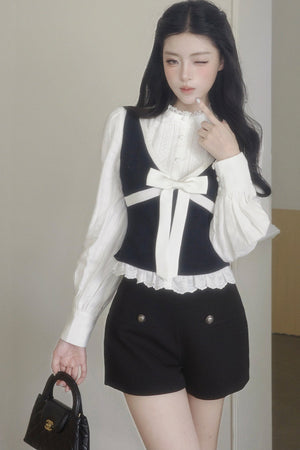 Contrast Bowknot Knitted Vest