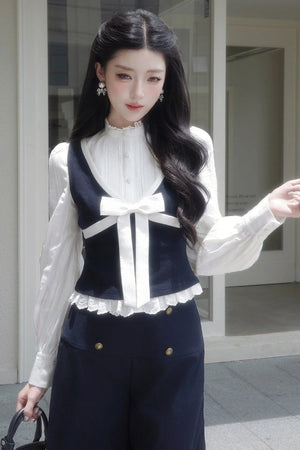 Contrast Bowknot Knitted Vest