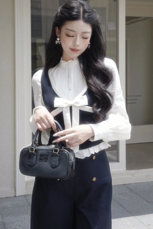 Contrast Bowknot Knitted Vest