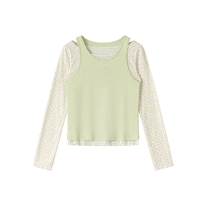 Contrast Cinched Waist Top