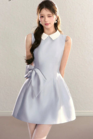 Contrast Collar Puffy Dress