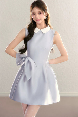 Contrast Collar Puffy Dress