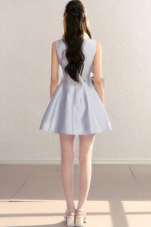 Contrast Collar Puffy Dress