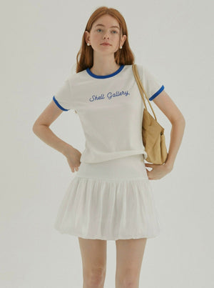 Contrast Embroidery Shoulder T-Shirt
