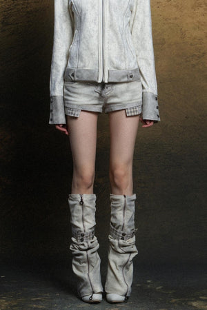 Contrast Knit Low Waist Pants
