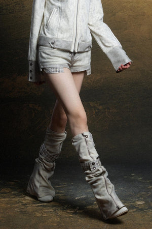 Contrast Knit Low Waist Pants