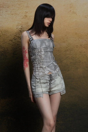 Contrast Knit Low Waist Pants
