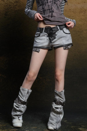 Contrast Knit Low Waist Pants