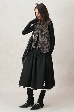 Contrast Line Round Neck Layered Top
