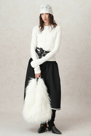 Contrast Line Round Neck Layered Top