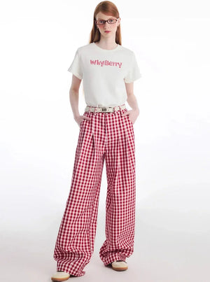 Contrast Retro Plaid Pants