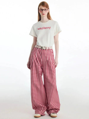Contrast Retro Plaid Pants