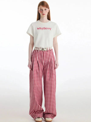 Contrast Retro Plaid Pants
