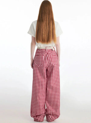 Contrast Retro Plaid Pants