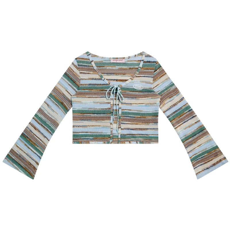 Contrast Stripe Short Cardigan