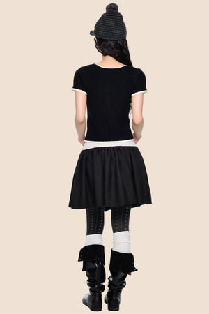 Contrast Striped Bow Knit Top